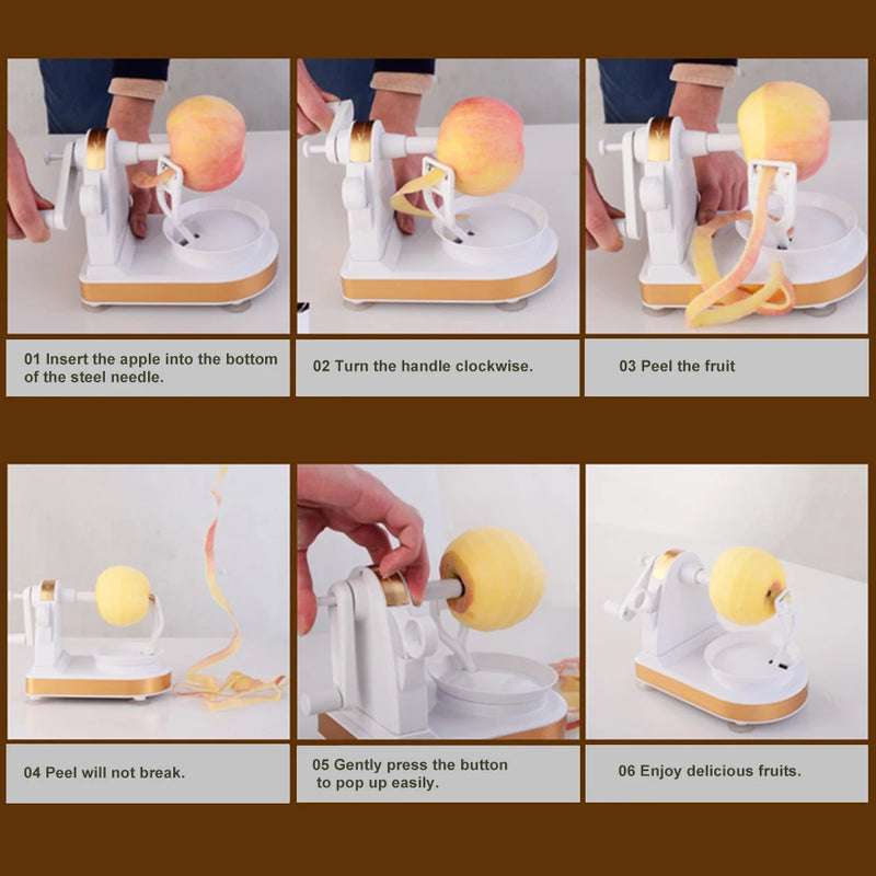 Descascador de frutas rotativas multifunções / Máquina de descascar manual Fatiador de frutas laranja Ferramenta de cozinha